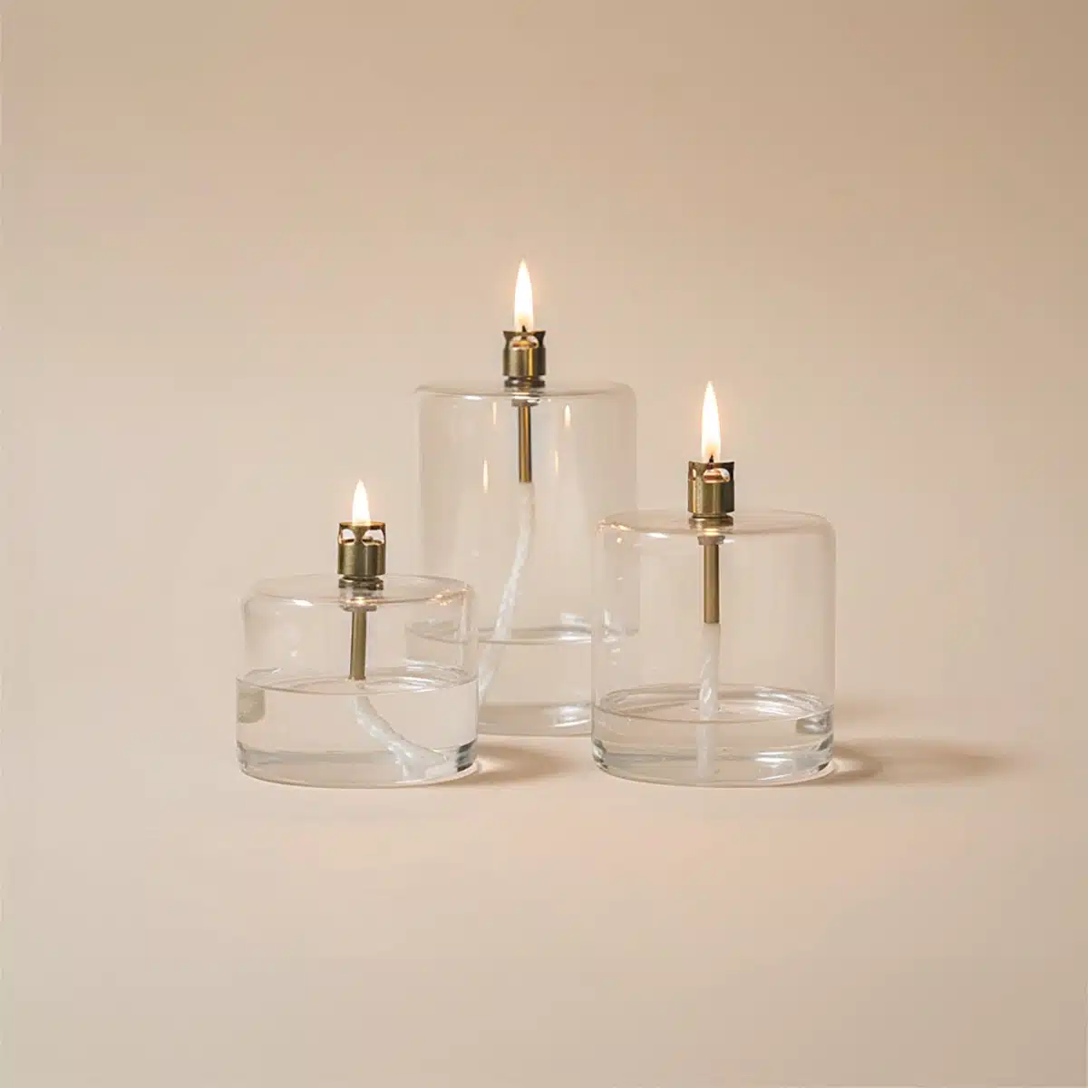 Lampe à huile verre et laiton cylindre