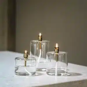 Lampe à huile verre et laiton cylindre