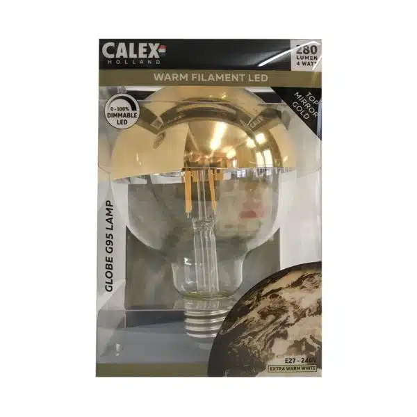 Ampoule filament led, calotte miroir or doré, dimmable