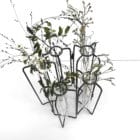 Vase éprouvette 5 tubes à essai, structure articulée en métal style vase tse tse Gaura