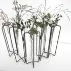 Vase éprouvette 5 tubes à essai, structure articulée en métal style vase tse tse Gaura