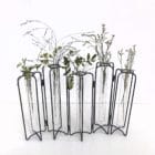 Vase éprouvette 5 tubes à essai, structure articulée en métal style vase tse tse Gaura