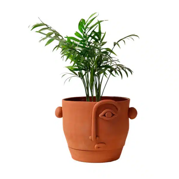 Cache pot visage en terre cuite design Madriguera