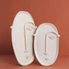 Plateau en céramique, visage, terracotta, blanc artisanat espagnol