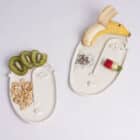 Plateau en céramique, visage, terracotta, blanc artisanat espagnol