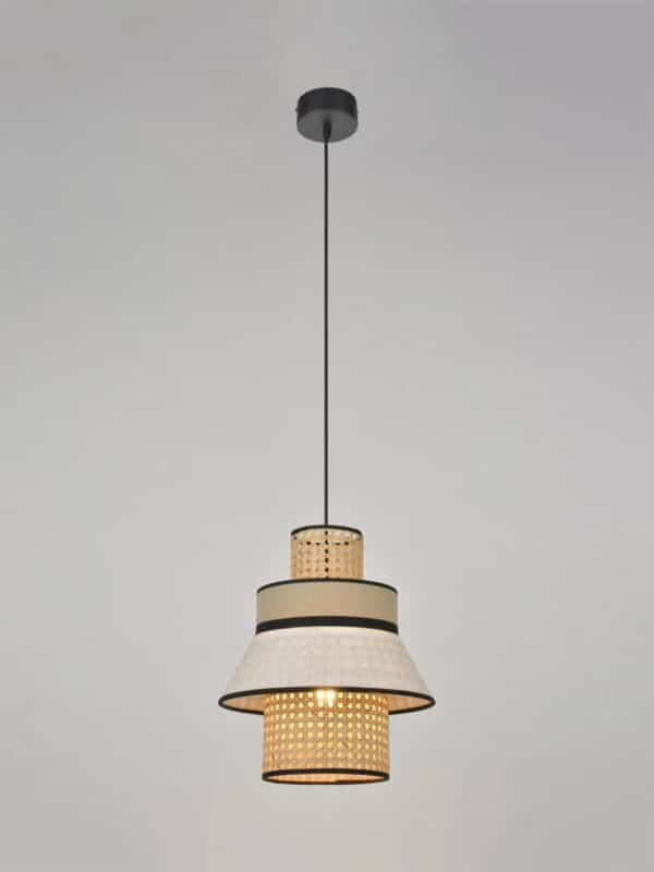 Suspension luminaire cannage en lin lave nude marketset made in france