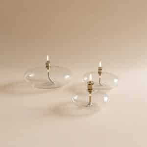 Lampe à huile galet verre et laiton