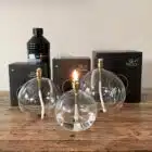 Lampe à huile peri design verre et laiton, boule, bougie