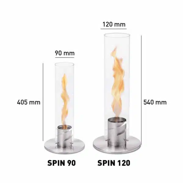 Tailles Feu de table SPIN, Höfats, bioéthanol, argent