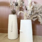 vase visage blanc pour Pampa et fleurs séchées