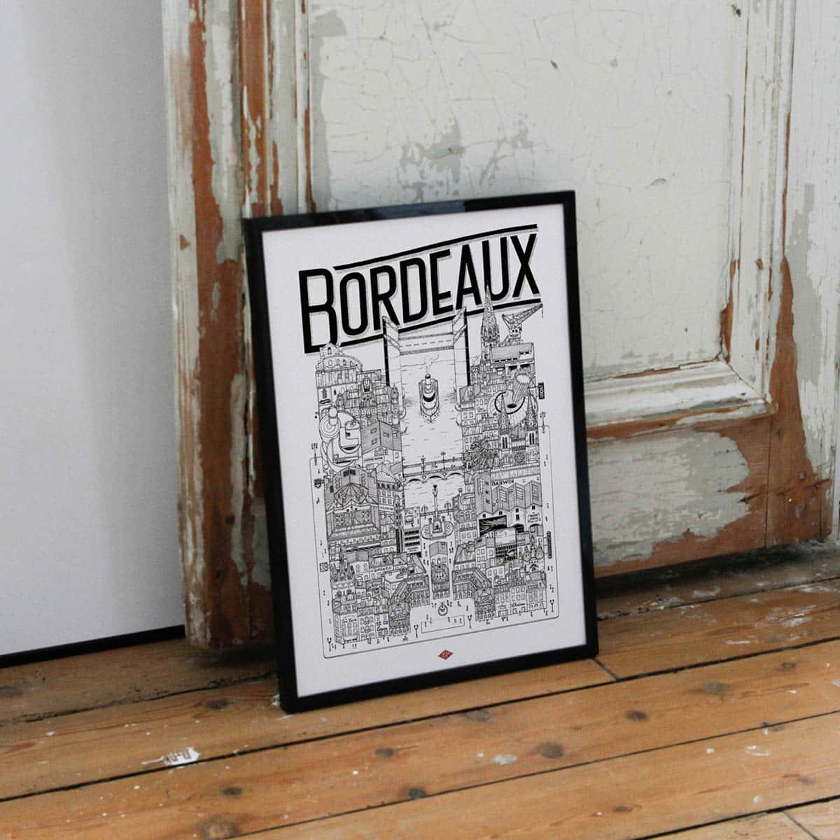 Affiche illustrée de la ville de Bordeaux