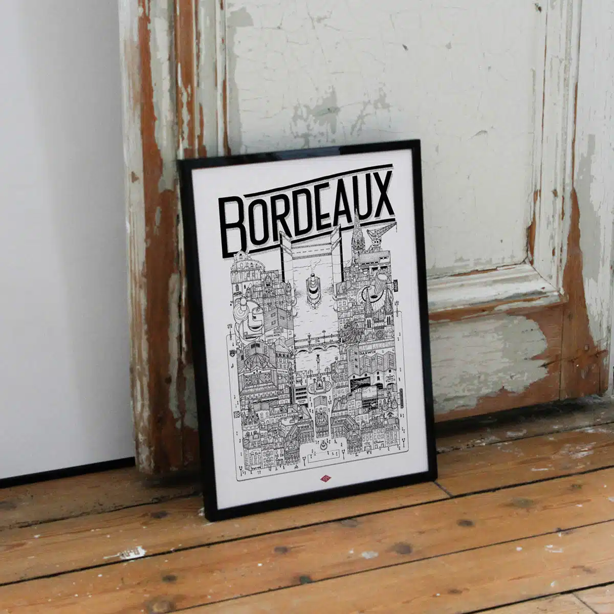 Affiche illustrée de la ville de Bordeaux