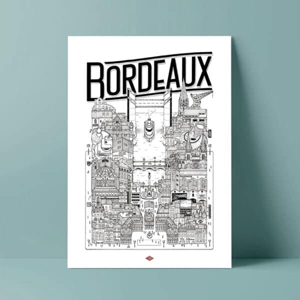 Affiche illustrée de la ville de Bordeaux