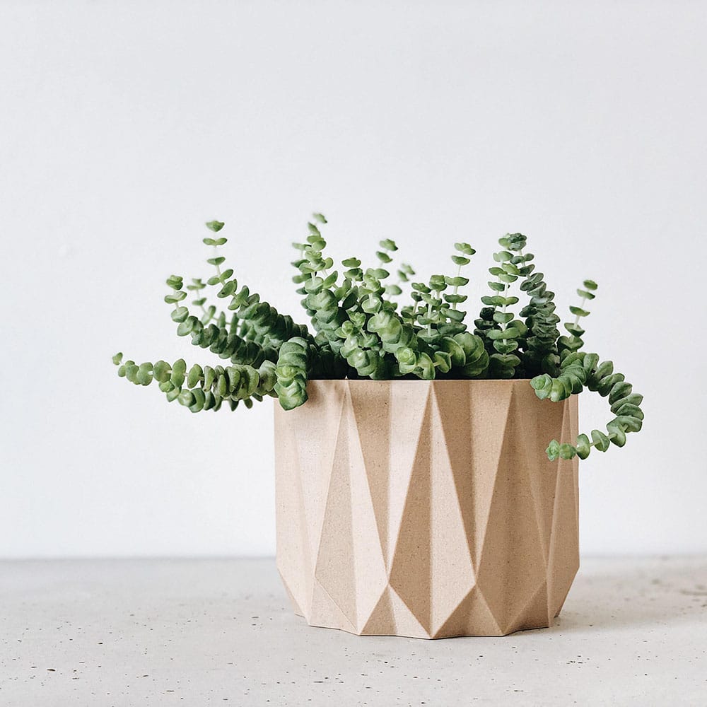 Cache-pot Recyclé XXL 23cm Avec Soucoupe - Motif 3D Noir, Trous Drainage, écologique