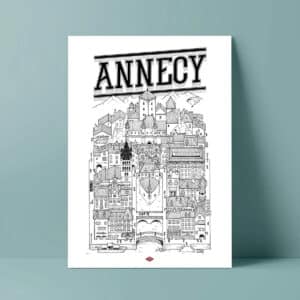 Affiche illustrée de la ville de Annecy