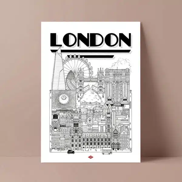 Affiche de la ville de Londres, Illustration Docteur Paper