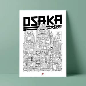 Affiche ville de Osaka, japon, Docteur Paper