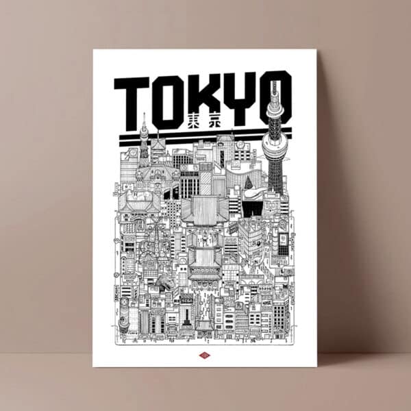 Affiche ville de Tokyo, japon, Docteur Paper