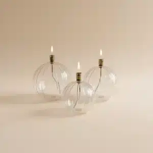 Lampe à huile striée verre et laiton