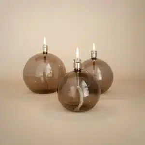 Lampe à huile boule verre et laiton - Champagne - Tailles S