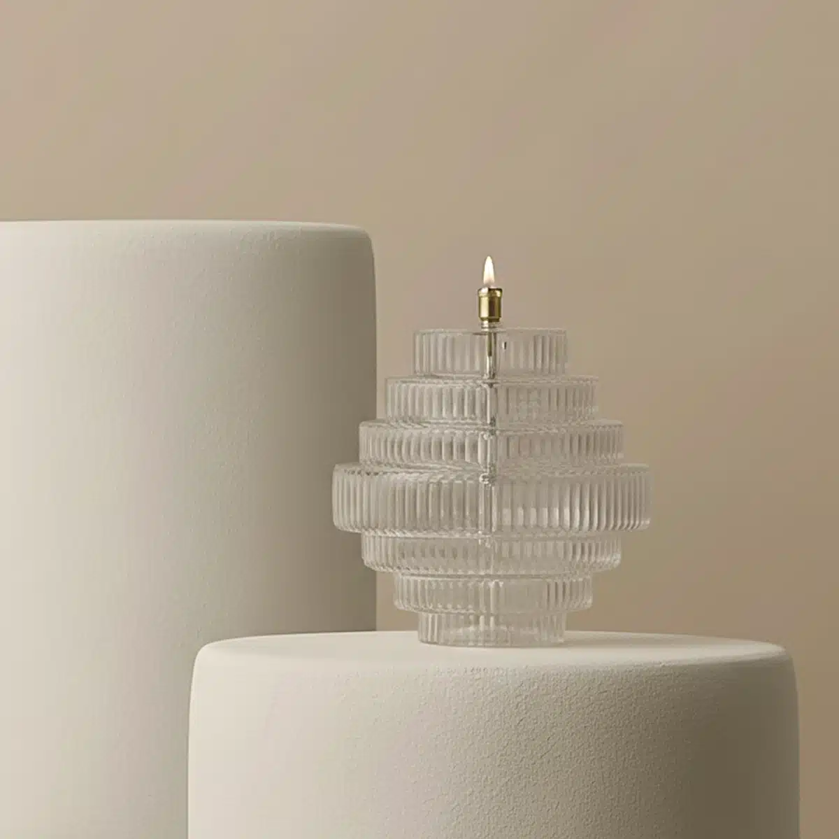 Lampe à huile TWIN striée L