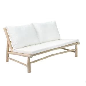 Canapé Island bois clair et tissu blanc - Teck blanchi