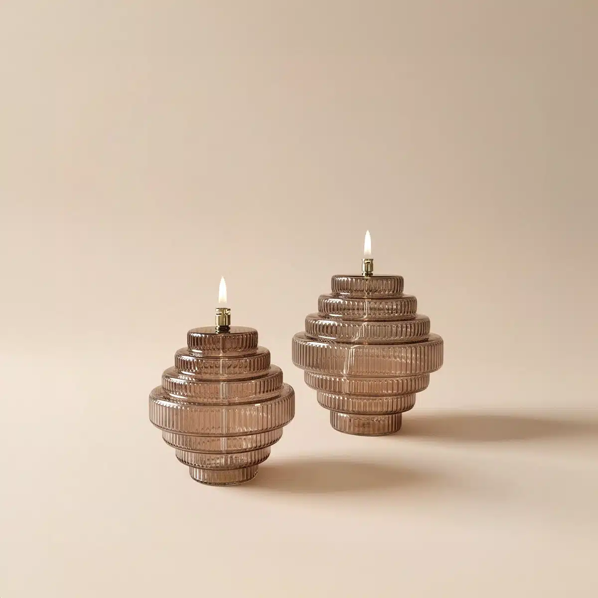 Lampes à huile TWIN striées ambre