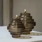 Lampe à huile en verre couleur ambrée